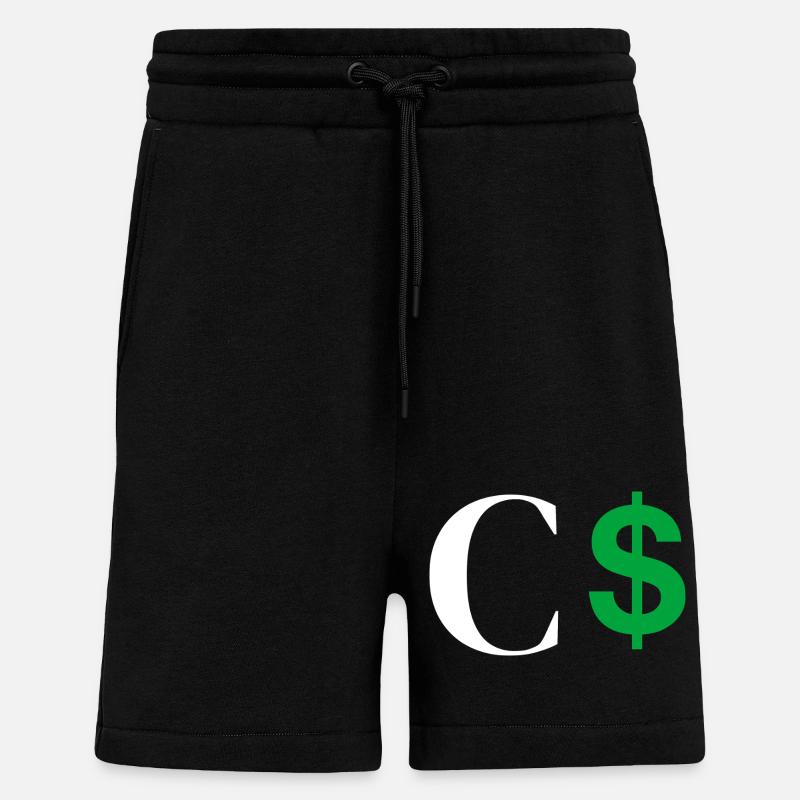 Lettre c dollar - Short bio décontracté fabriqué en UE - SOLID BLACK