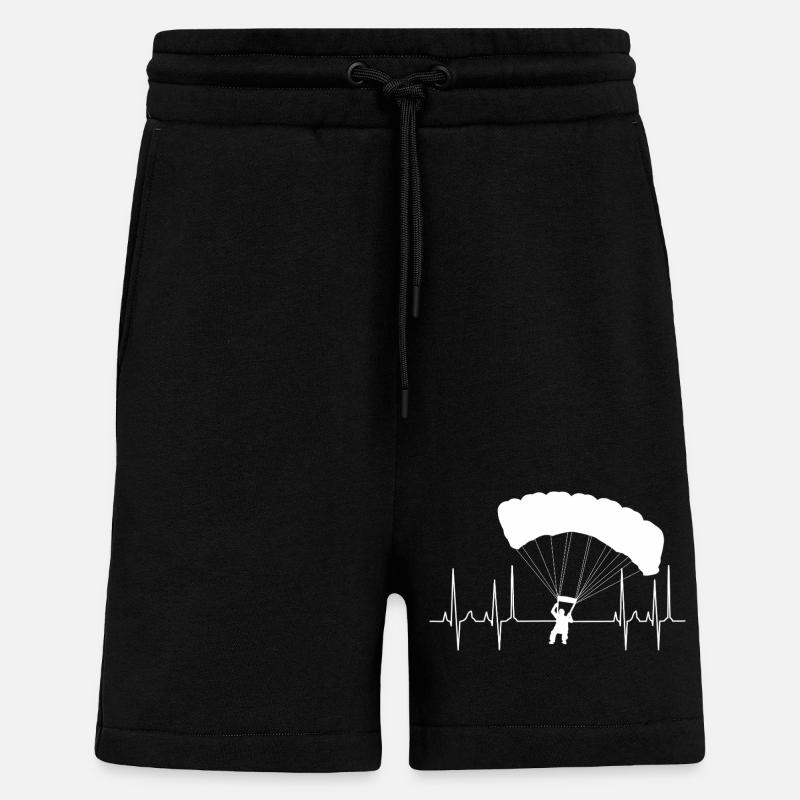 Cardiogramme Parapente Blanc - Short bio décontracté fabriqué en UE - SOLID BLACK