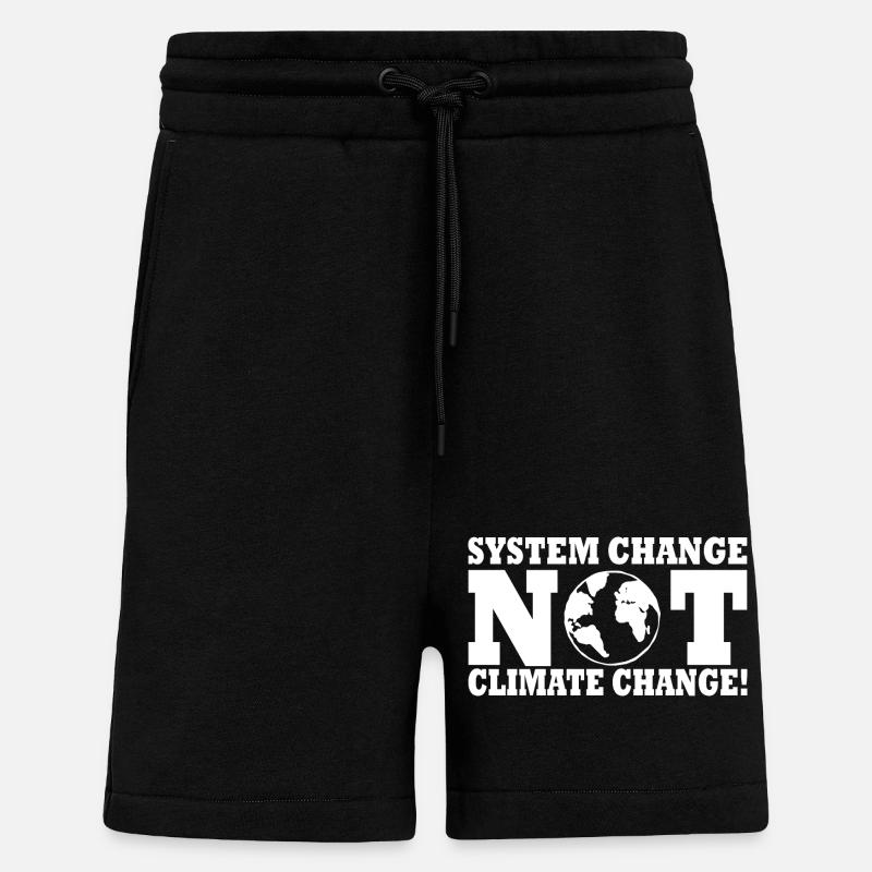 system change not climate change - Short bio décontracté fabriqué en UE - SOLID BLACK