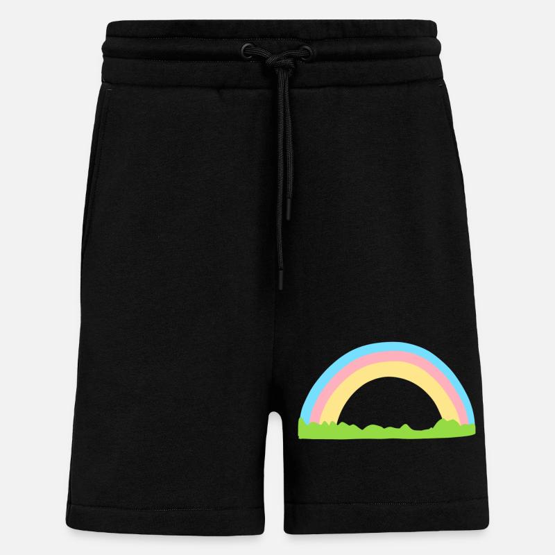 Rainbow Symbol Shape Grass Line - Shorts - made by SPREAD - SOLID BLACK