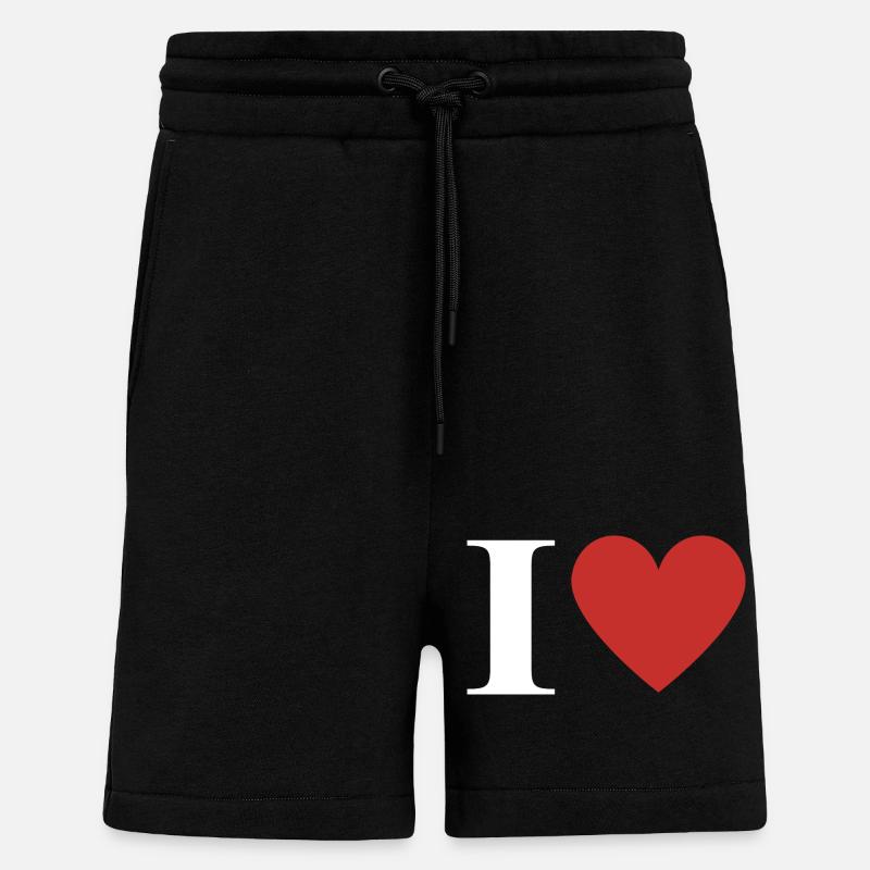 Letter i red heart - Shorts - made by SPREAD - SOLID BLACK