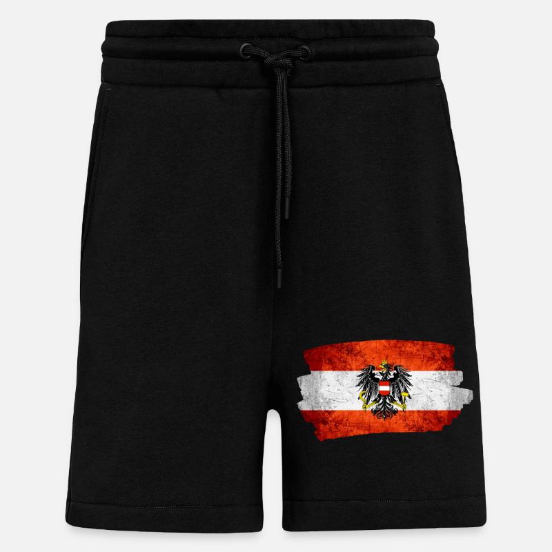 Drapeau de l’Autriche - Short bio décontracté fabriqué en UE - SOLID BLACK