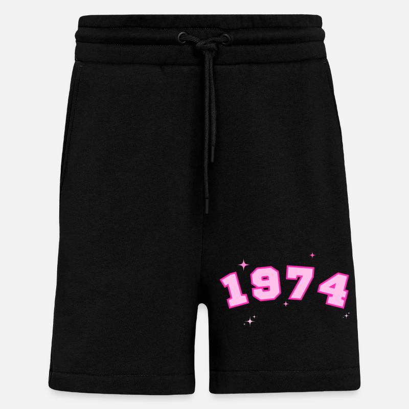 1974 rose étoile - Short bio décontracté fabriqué en UE - SOLID BLACK