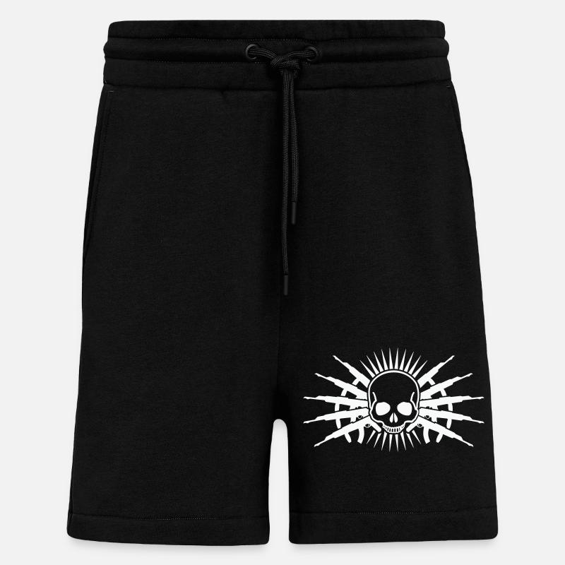 pistolets à crâne - Short bio décontracté fabriqué en UE - SOLID BLACK