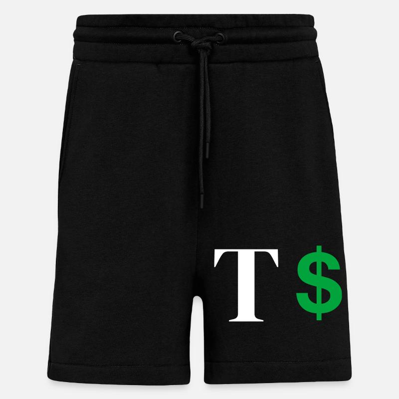 Lettre t dollar - Short bio décontracté fabriqué en UE - SOLID BLACK