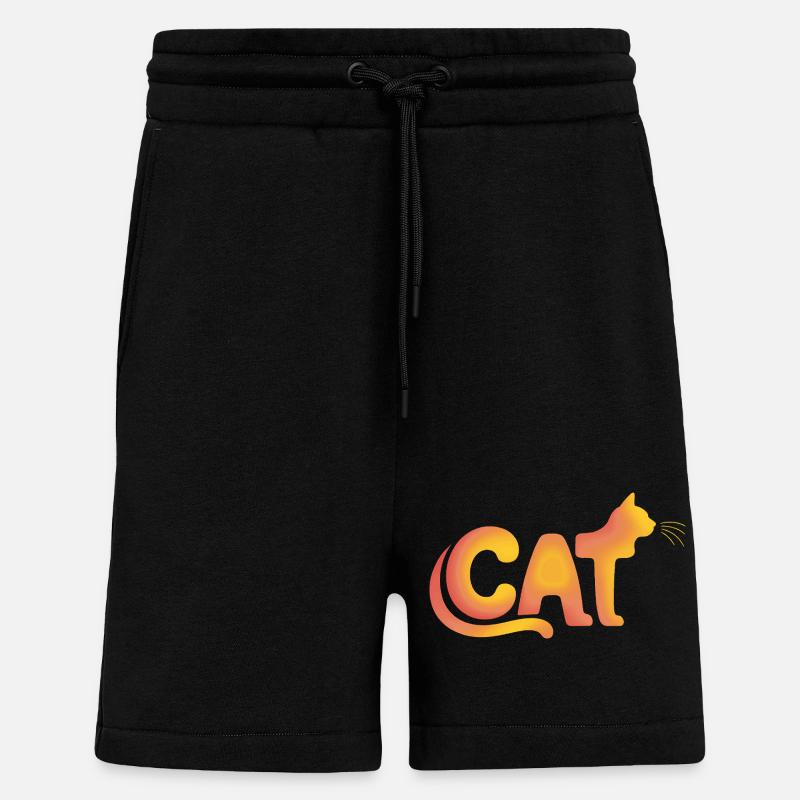 Chat - Logo de chat mignon - Short bio décontracté fabriqué en UE - SOLID BLACK