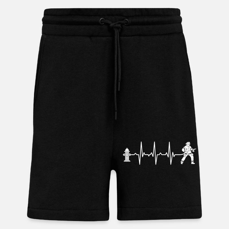 Firefighter Firefighter Heartbeat - Shorts - made by SPREAD - SOLID BLACK