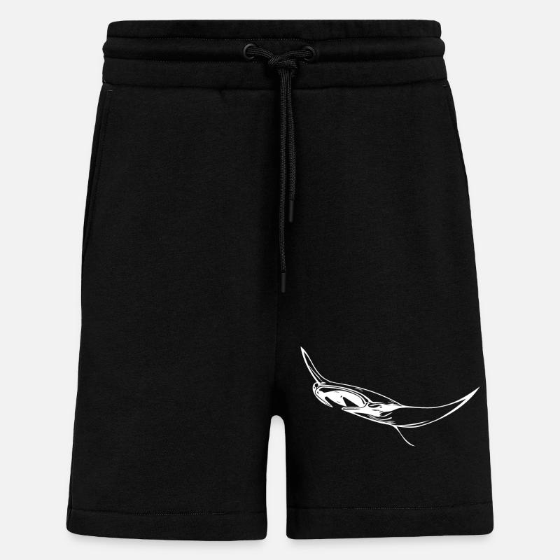 Elegant floating manta rays - Shorts - made by SPREAD - SOLID BLACK