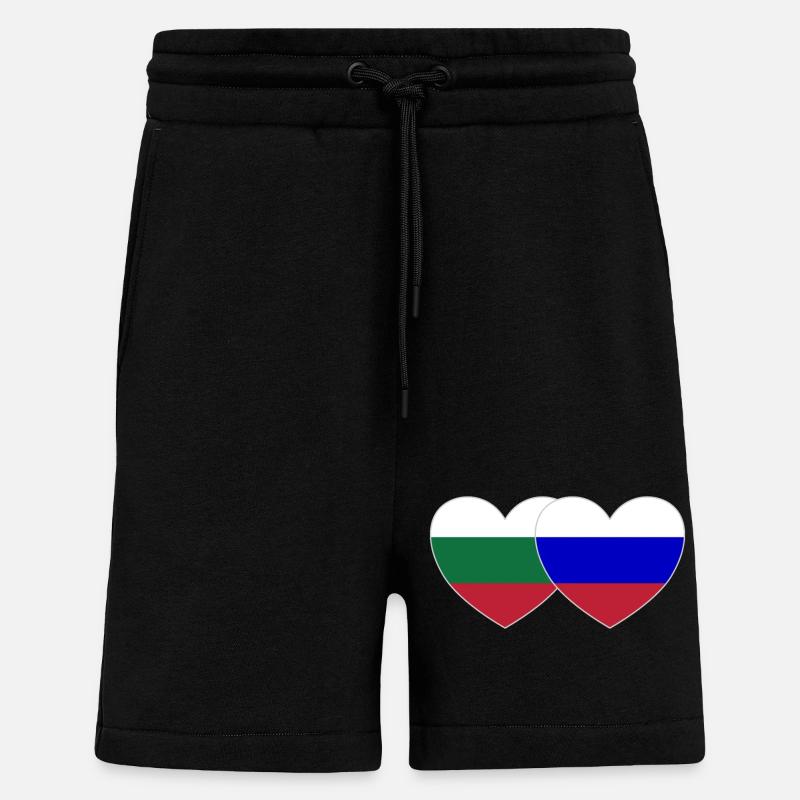 Bulgarie Russie Drapeau Cœur - Short bio décontracté fabriqué en UE - SOLID BLACK
