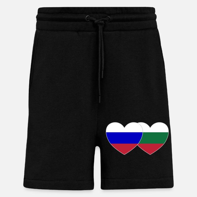 Russie Bulgarie Drapeau Cœur - Short bio décontracté fabriqué en UE - SOLID BLACK