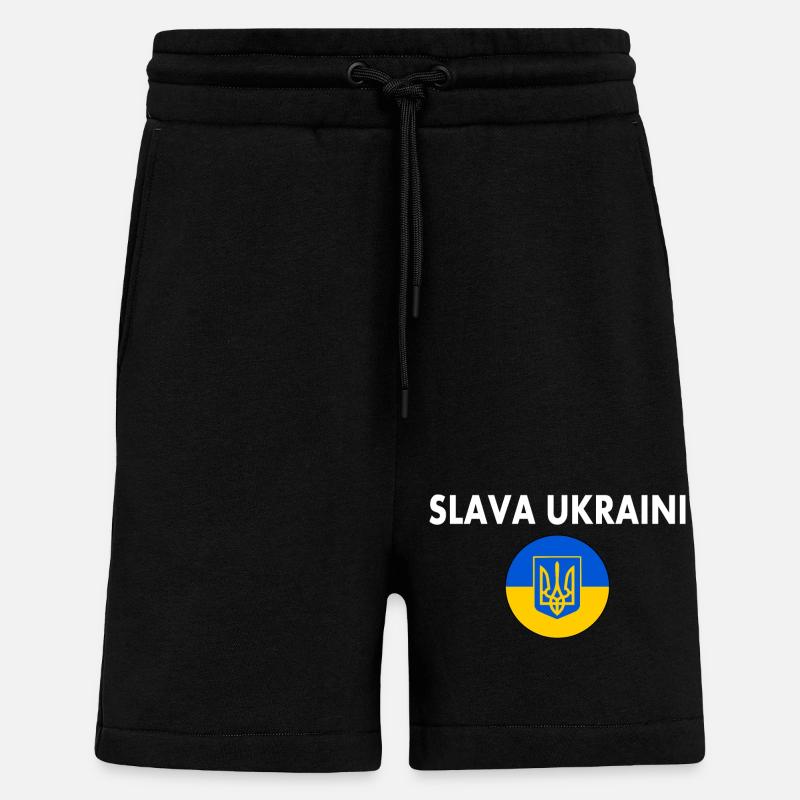 Slava ukraini - Short bio décontracté fabriqué en UE - SOLID BLACK