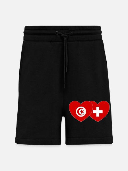 Tusenia Switzerland Flag Heart - Shorts - made by SPREAD - SOLID BLACK