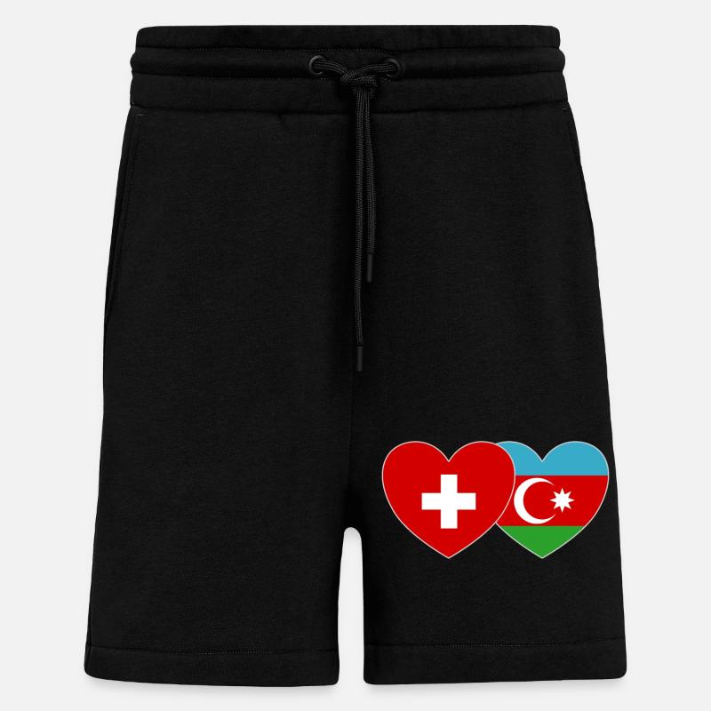 Suisse Azerbaïdjan Drapeau Coeur - Short bio décontracté fabriqué en UE - SOLID BLACK