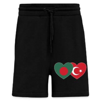 Bangladesh Turkey Flag Heart - Shorts - made by SPREAD - SOLID BLACK - Front