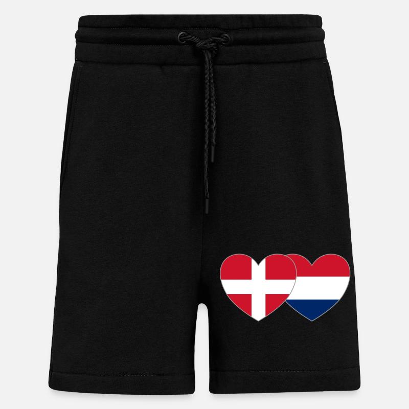 Danemark Drapeau hollandais Coeur - Short bio décontracté fabriqué en UE - SOLID BLACK