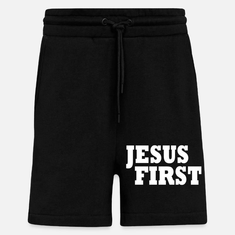 Jesus first - Short bio décontracté fabriqué en UE - SOLID BLACK