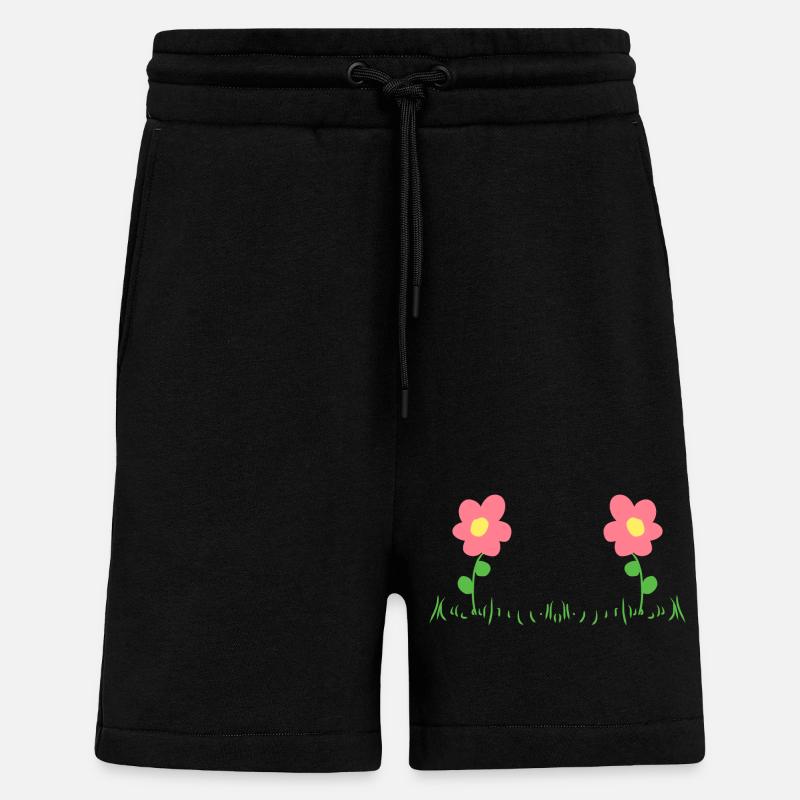 Fleurs roses Deux Nature Fleur - Short bio décontracté fabriqué en UE - SOLID BLACK
