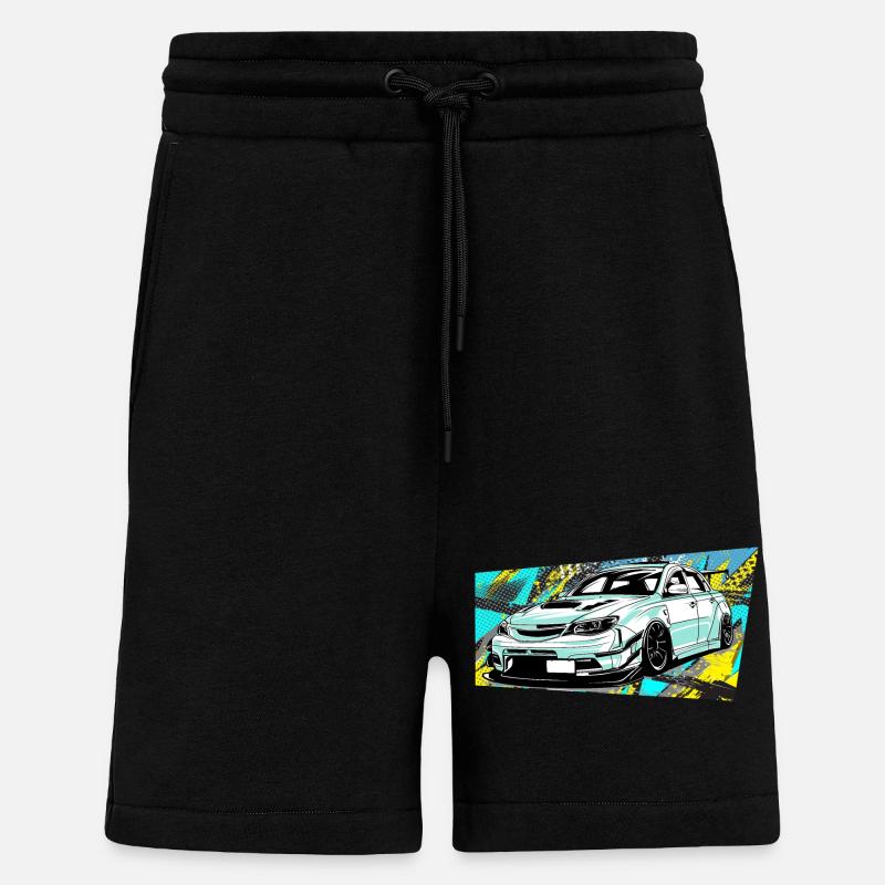 Style de bande dessinée automobile - Short bio décontracté fabriqué en UE - SOLID BLACK