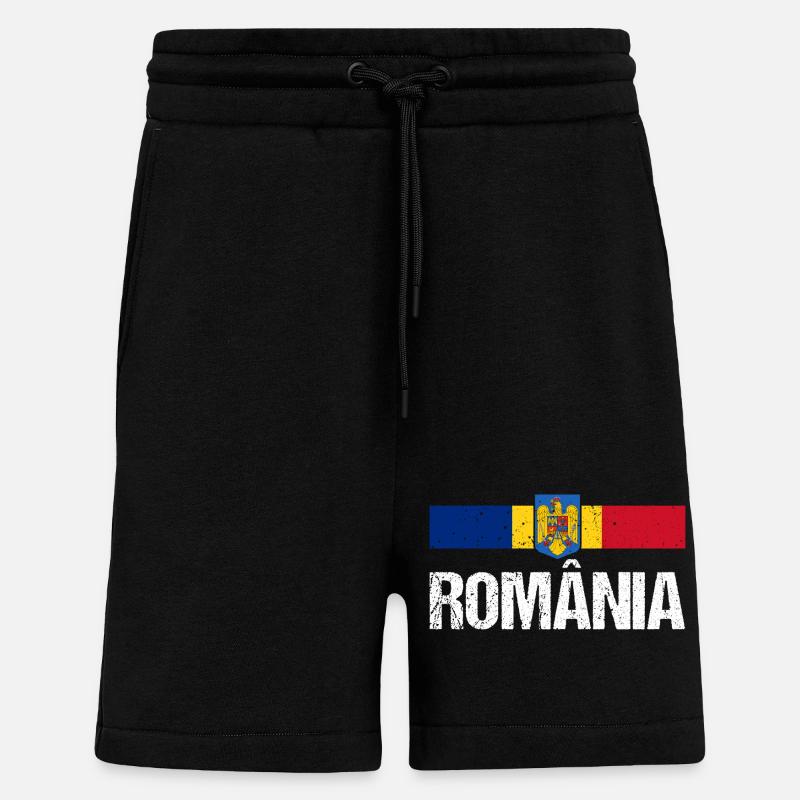 Roumains Roumanie - Short bio décontracté fabriqué en UE - SOLID BLACK