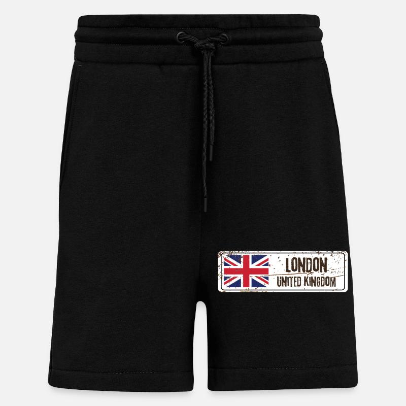 Londres Drapeau du Royaume-Uni - Short bio décontracté fabriqué en UE - SOLID BLACK