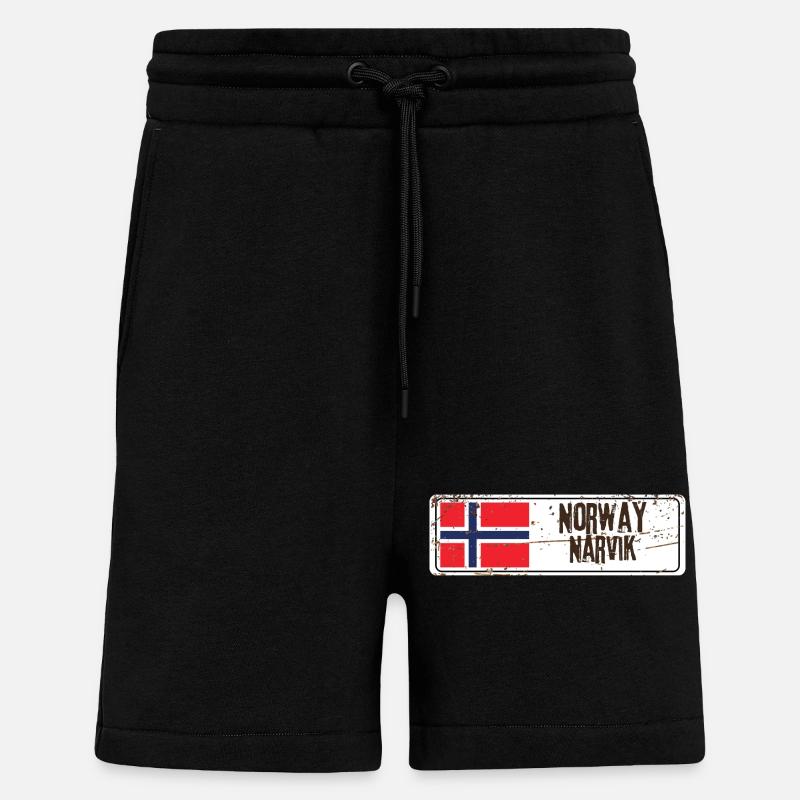 Narvik Norway Flag - Shorts - made by SPREAD - SOLID BLACK