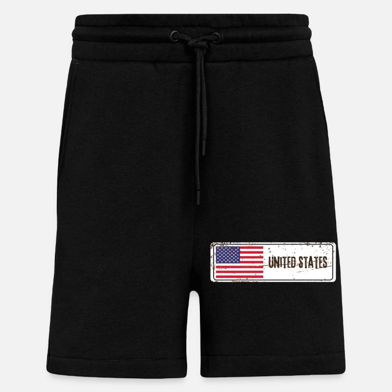 Drapeau des États-Unis - Short bio décontracté fabriqué en UE - SOLID BLACK