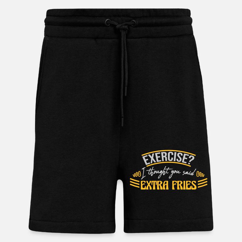Exercise Extra Fries Zitat - Shorts - made by SPREAD - SOLID BLACK