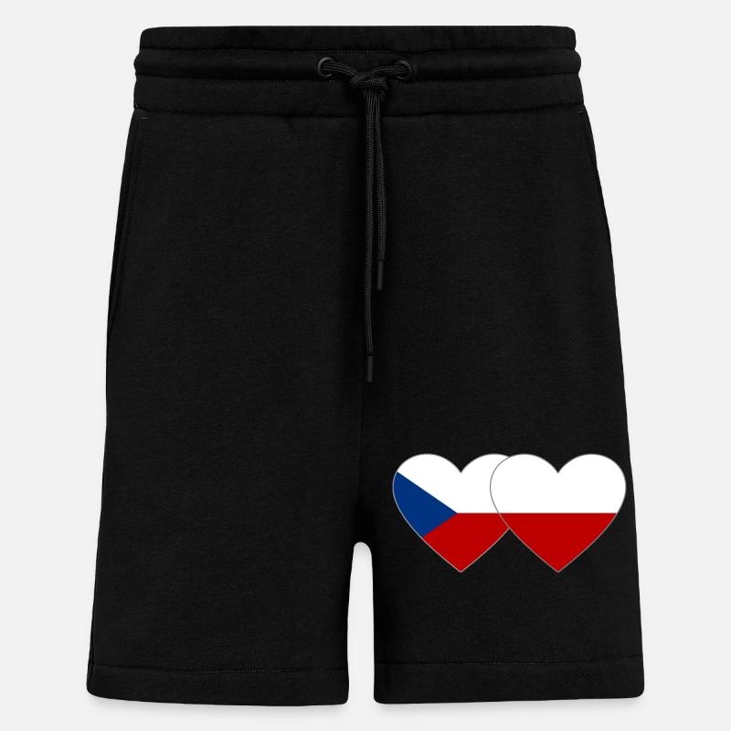 République tchèque Pologne Drapeau large - Short bio décontracté fabriqué en UE - SOLID BLACK