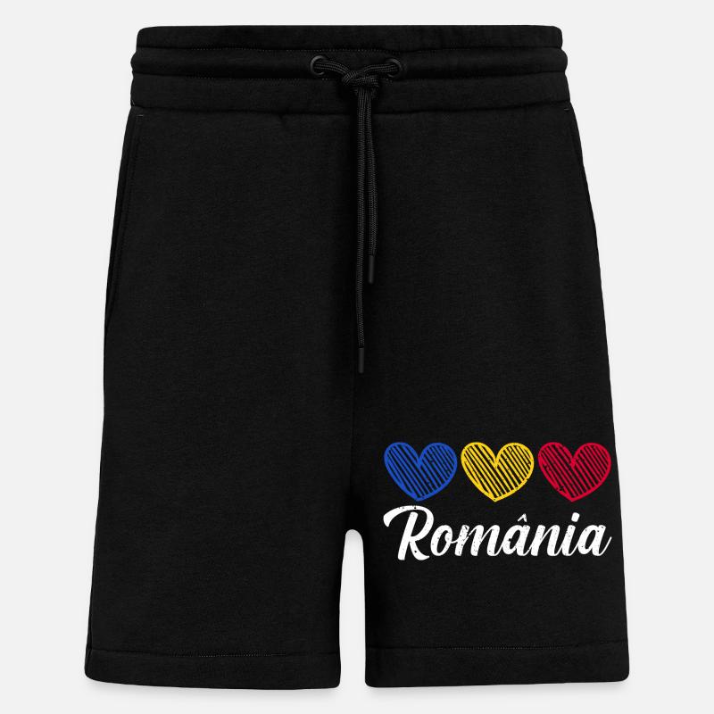 Roumains Roumanie - Short bio décontracté fabriqué en UE - SOLID BLACK