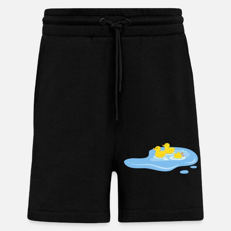 Canards dans une mare - Short bio décontracté fabriqué en UE - SOLID BLACK