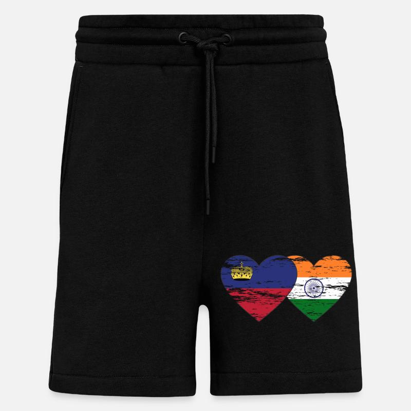 Liechtenstein Inde drapeau utilisé - Short bio décontracté fabriqué en UE - SOLID BLACK