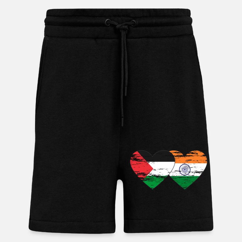 Palestine Inde Drapeau Coeur Utilisé - Short bio décontracté fabriqué en UE - SOLID BLACK