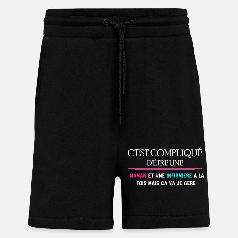 Maman et Infirmière - Short bio décontracté fabriqué en UE - SOLID BLACK