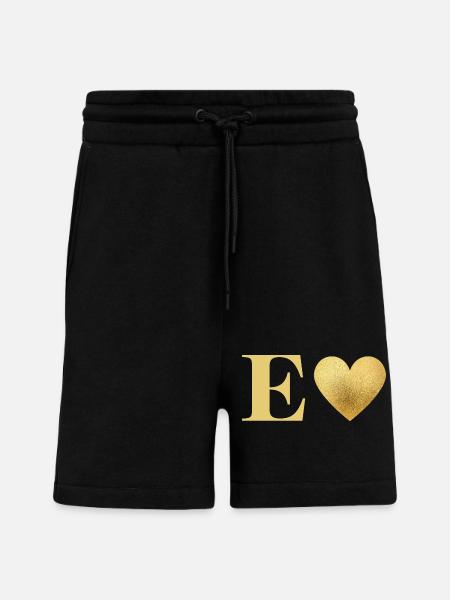 Letter e golden heart - Shorts - made by SPREAD - SOLID BLACK