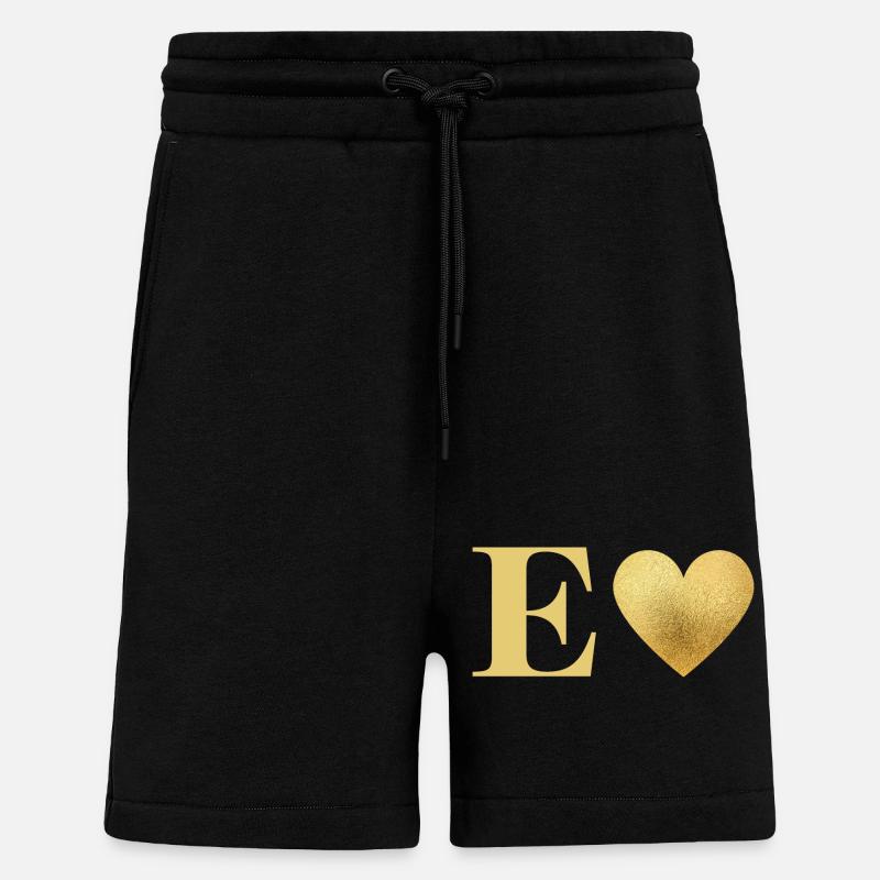 Letter e golden heart - Shorts - made by SPREAD - SOLID BLACK