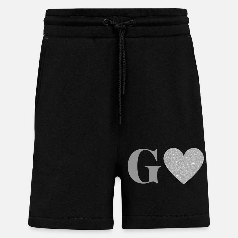 Letter g silver heart - Shorts - made by SPREAD - SOLID BLACK