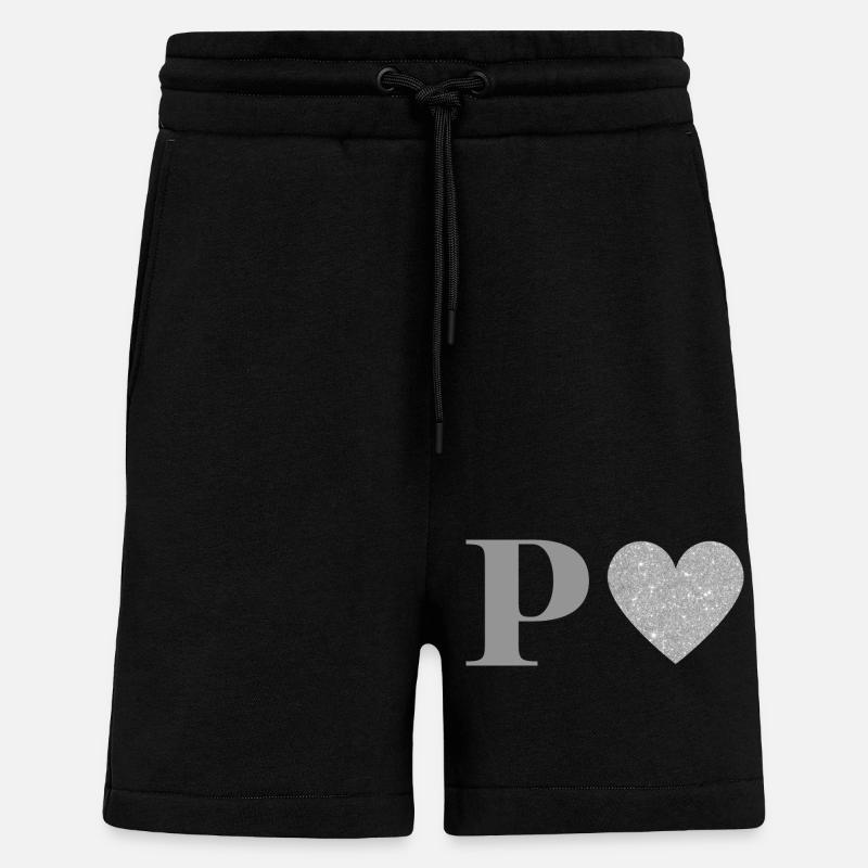 Silberner Herzbuchstabe p - Shorts - made by SPREAD - SOLID BLACK
