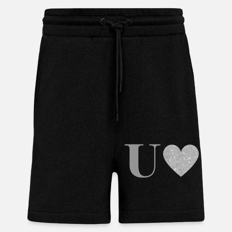 Silberner Herzbuchstabe u - Shorts - made by SPREAD - SOLID BLACK