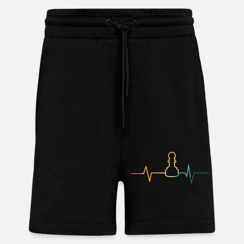 Battement de coeur d'échecs - Short bio décontracté fabriqué en UE - SOLID BLACK