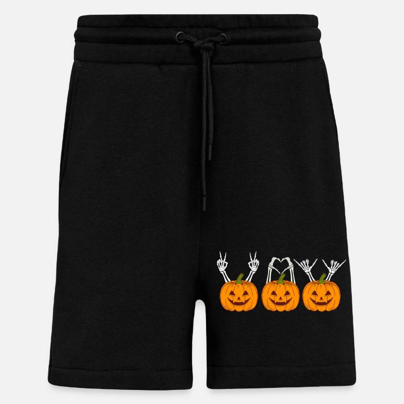 Three Jolly Halloween Pumpkins - Shorts - made by SPREAD - SOLID BLACK