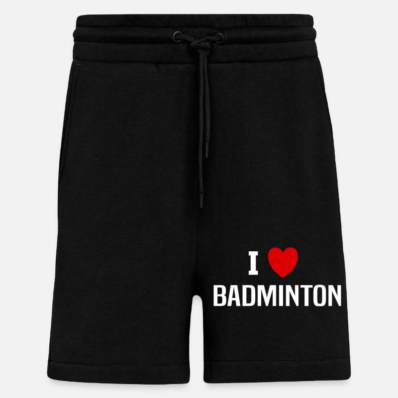 I love Badminton - Short bio décontracté fabriqué en UE - SOLID BLACK