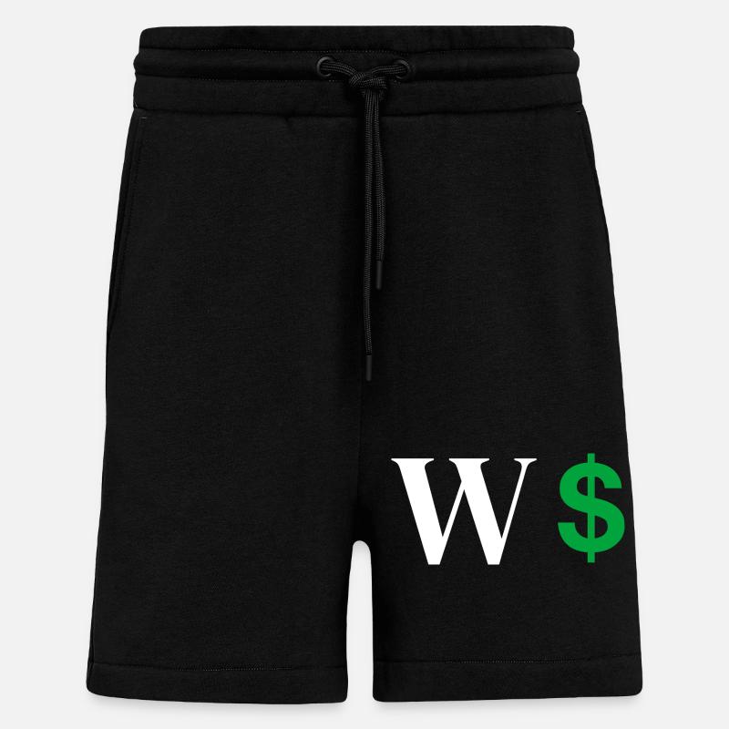 Lettre w dollar - Short bio décontracté fabriqué en UE - SOLID BLACK