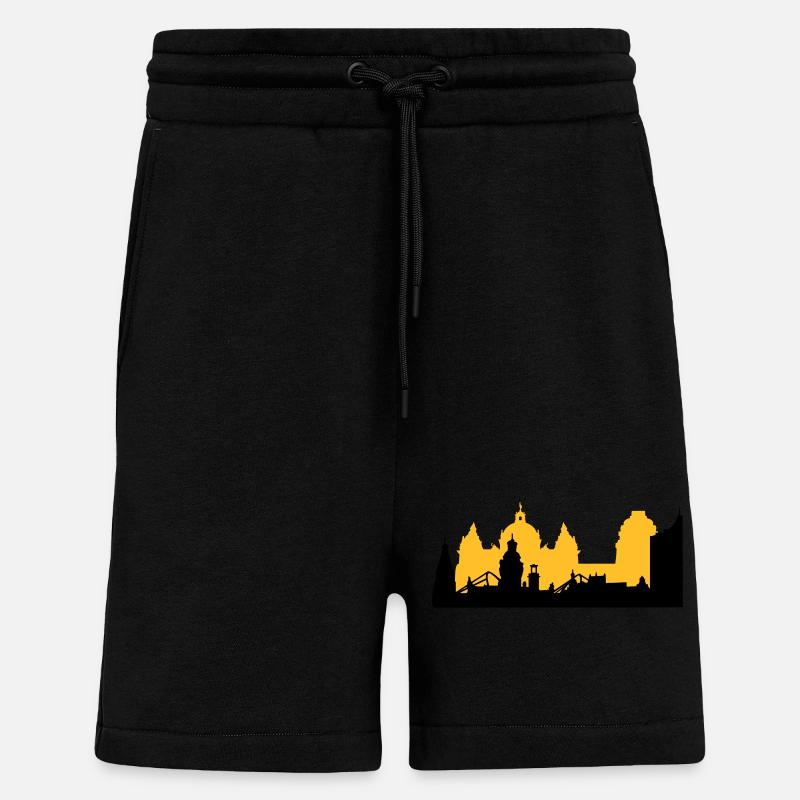 Leipzig Skyline - Short bio décontracté fabriqué en UE - SOLID BLACK