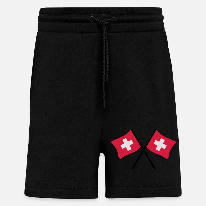 Drapeau suisse - Short bio décontracté fabriqué en UE - SOLID BLACK