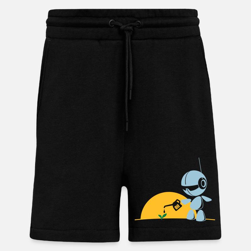 robot flower - Short bio décontracté fabriqué en UE - SOLID BLACK