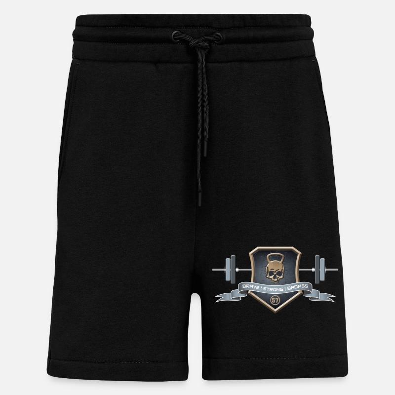 Logo Brave Strong Badass - Short bio décontracté fabriqué en UE - SOLID BLACK