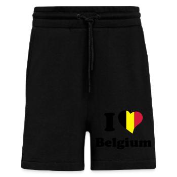 I love Belgium - J'aime la Belgique - Short bio décontracté fabriqué en UE - SOLID BLACK - Devant