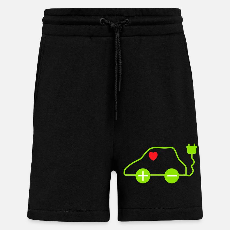 Grünes E-Auto Herz Design - Shorts - made by SPREAD - SOLID BLACK