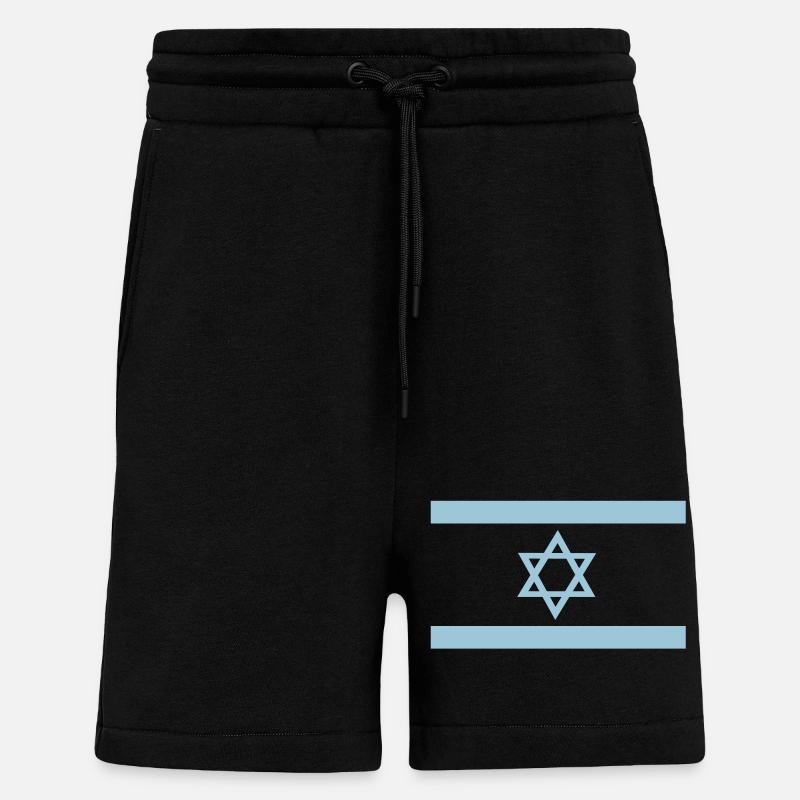 Blaues Davidsstern Muster - Shorts - made by SPREAD - SOLID BLACK