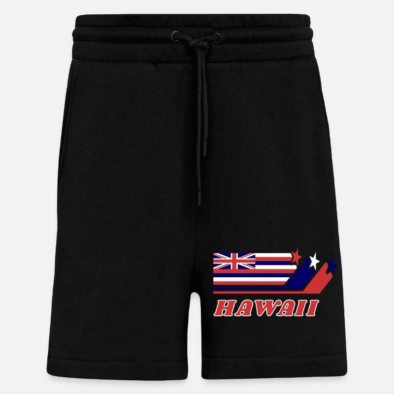 Cadeau de drapeau hawaï Honolulu - Short bio décontracté fabriqué en UE - SOLID BLACK